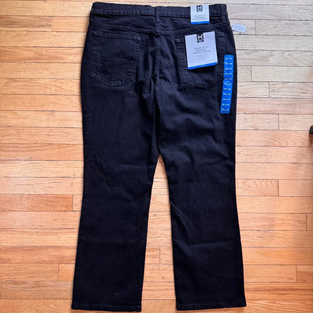 Member's Mark Mens Straight Fit Premium Stretch Denim Jeans Black 38x29 NWT‎